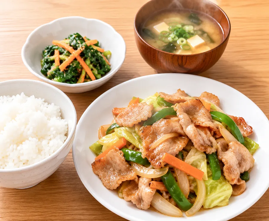 この日のお昼ごはん（生姜焼き定食）